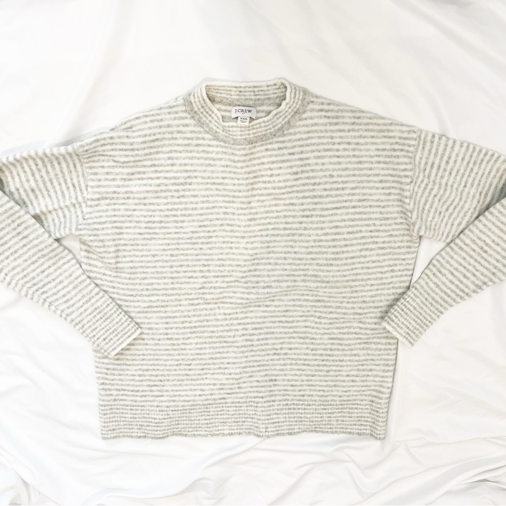 J. Crew Super Soft Gray and White Stripe Sweater Size XXS